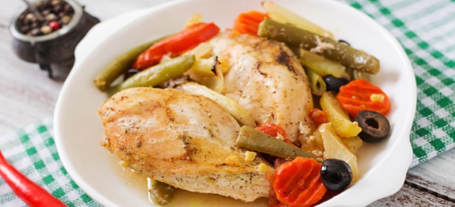 куриное филе с овощами в духовке